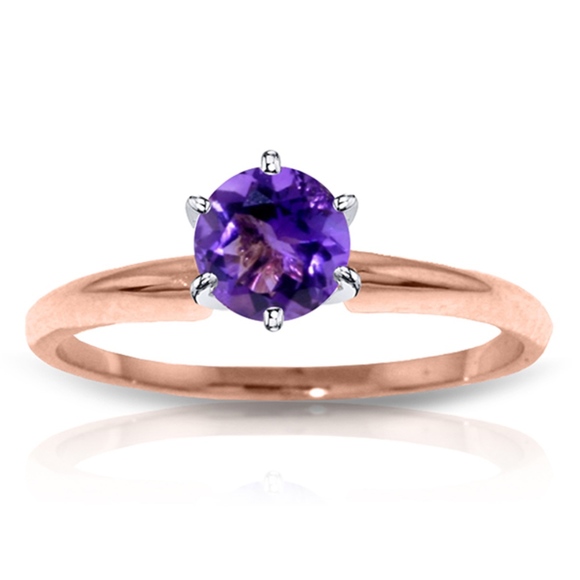 Galaxy Gold Products Jewelry - SOLID GOLD SOLITAIRE RING WITH NATURAL AMETHYST